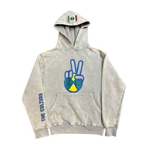Cross Colours Peace Sign Hoodie Men's S Gray Graphic Streetwear 90s Hip Hop